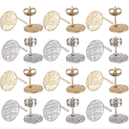 40Pcs 2 Colors Ion Plating(IP) 304 Stainless Steel Stud Earring Findings STAS-SC0005-32-1