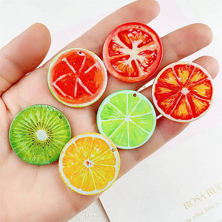 Transparent Printed Acrylic Pendants OACR-P033-06-1