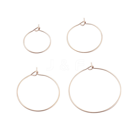 24Pcs 4 Size 316L Surgical Stainless Steel Hoop Earring Findings STAS-ZZ0001-03RG-1