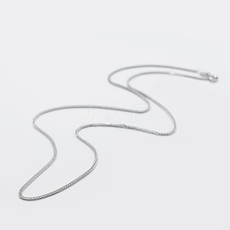 Anti-Tarnish Rhodium Plated 925 Sterling Silver Chain Necklaces STER-F039-45cm-16P-1