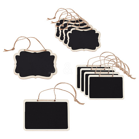 DELORIGIN 10Pcs 2 Styles Mini Wooden Hanging Chalkboard HJEW-DR0001-05B-1