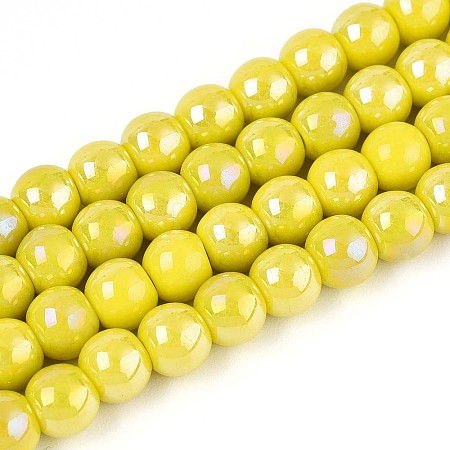 Electroplate Opaque Glass Beads Strands GLAA-T032-P6mm-AB16-1