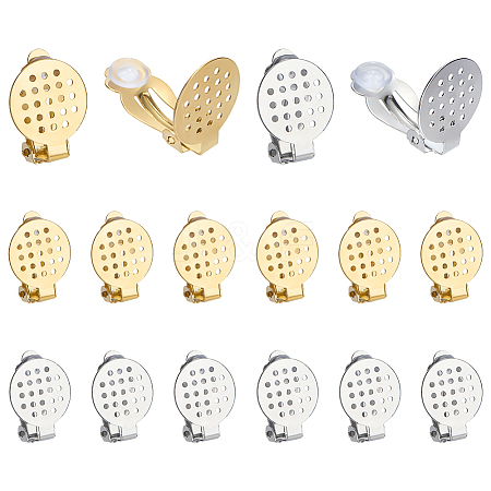 24Pcs 2 Colors 304 Stainless Steel Clip-on Earring Findings STAS-ME0001-60-1