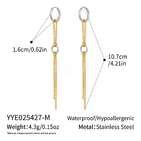 Two Tone 304 Stainless Steel Tassel Hoop Earrings RB4112-2-1