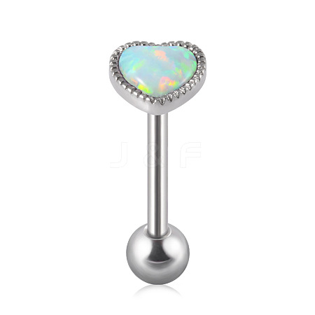 304 Stainless Steel with Synthetic Opal Tongue Rings WGE7D3A-04-1