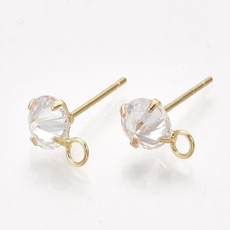 Brass Stud Earring Findings KK-T035-123G-1