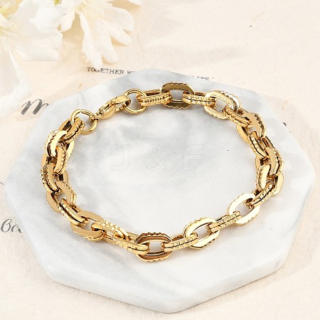 304 Stainless Steel Double Cable Link Chain Bracelets for Women Men BJEW-F488-36G-1