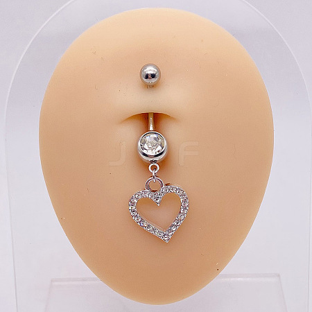 316L Surgical Stainless Steel Crystal Rhinestone Dangle Belly Rings WG83815-03-1