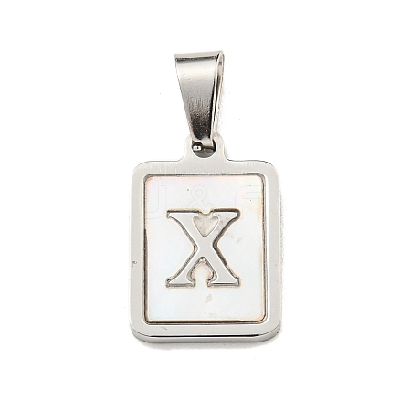 304 Stainless Steel Pave Natural White Shell Pendants STAS-S130-03P-X-1