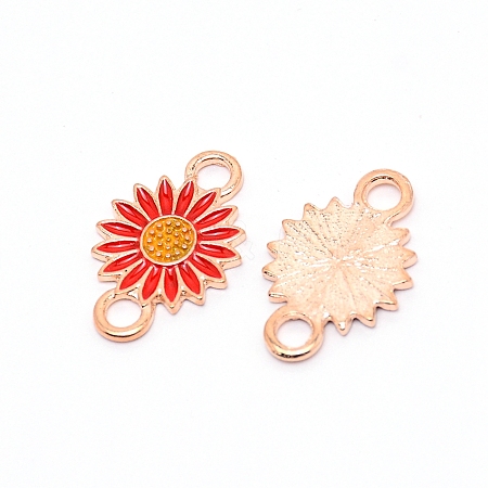 Light Gold Plated Alloy Enamel Links ENAM-WH0051-03D-1