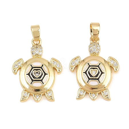 Brass Clear Cubic Zirconia Enamel Pendants KK-E800-06B-G-1