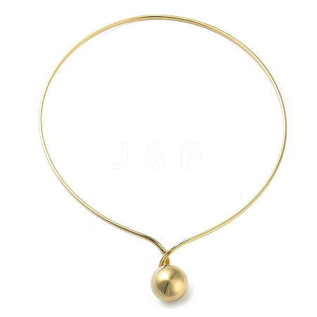 304 Stainless Steel Round Ball Pendant Choker Necklaces NJEW-D058-01G-1