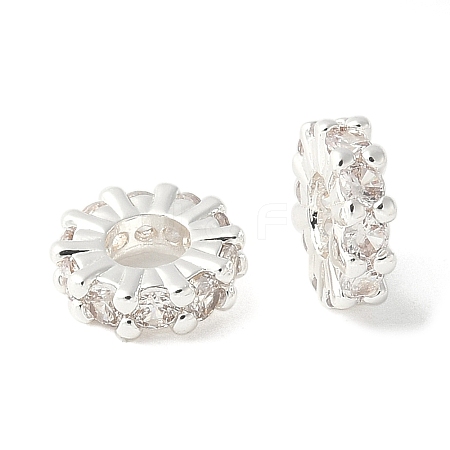 Brass Micro Pave Cubic Zirconia Beads KK-A253-11S-02-1