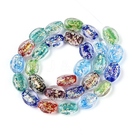 Handmade Foil Lampwork Beads Strands FOIL-T008-10M-1