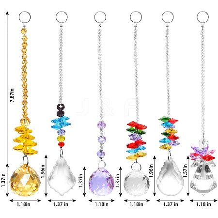 Glass Teardrop & Leaf Hanging Suncatchers Ornaments PW-WG17670-01-1