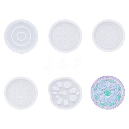 Boutigem 5Pcs 5 Style Cup Mat Silicone Molds DIY-BG0001-11-1