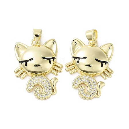 Cat Rack Plating Brass Micro Pave Cubic Zirconia Pendants KK-E102-32G-1