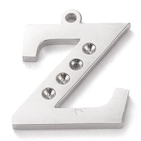 Tarnish Resistant 304 Stainless Steel Letter Pendant Rhinestone Settings LS-STAS-J028-01Z-1
