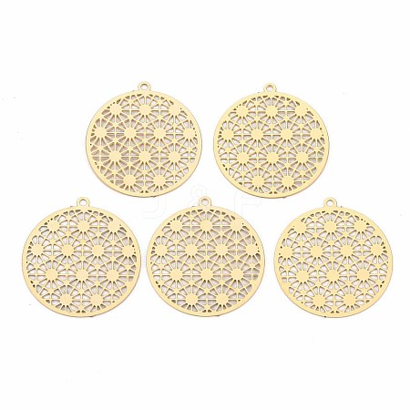 Rack Plating 201 Stainless Steel Filigree Pendants X-STAS-T057-43G-1