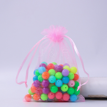 Rectangle Organza Drawstring Bags CON-PW0001-054B-06-1