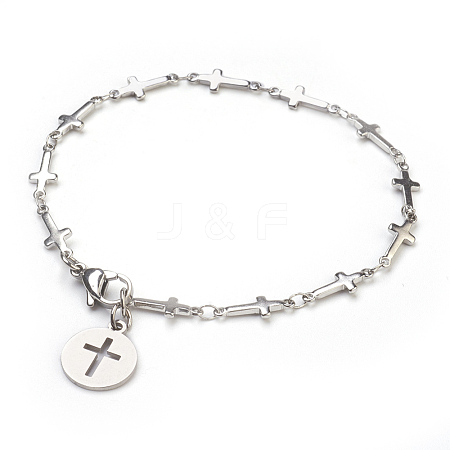 Tarnish Resistant 304 Stainless Steel Charm Bracelets BJEW-JB03864-03-1