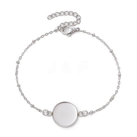 304 Stainless Steel Round Cabochon Setting Bracelets BJEW-JB11090-02-1