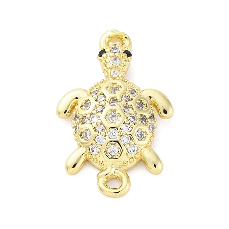 Brass Micro Pave Clear Cubic Zirconia Connector Charms KK-D325-06G-03-1