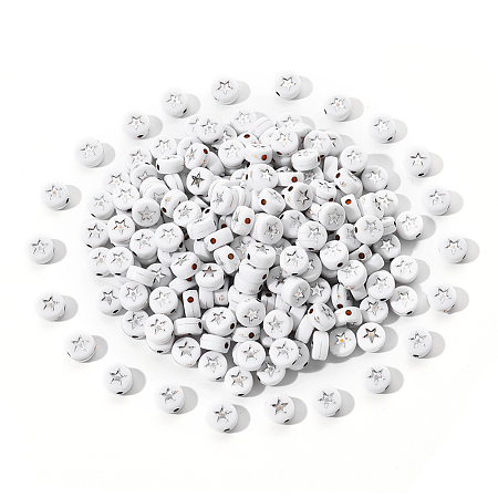 White Opaque Acrylic Beads PACR-YW0001-04B-1