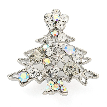 Christmas Tree Theme Zinc Alloy with Rhinestone Brooches LS-JEWB-B018-02AS-04-1