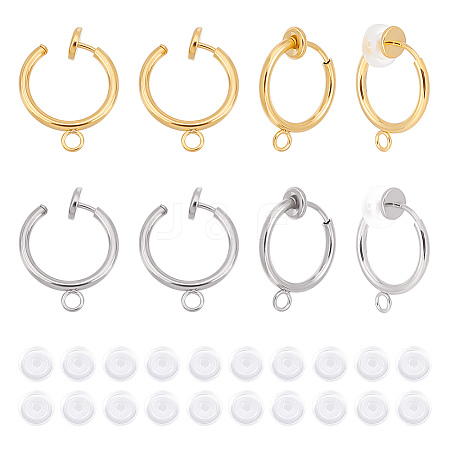 Unicraftale 20Pcs 2 Colors 304 Stainless Steel Clip-on Earring Findings STAS-UN0039-97-1