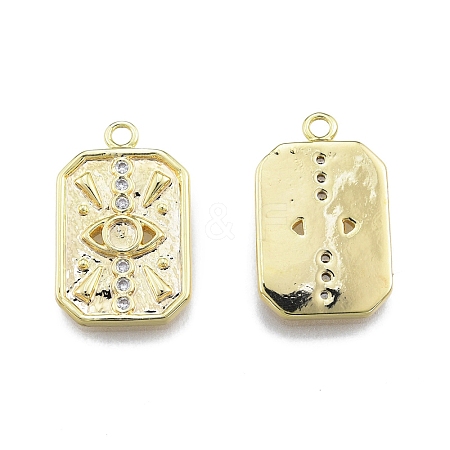 Brass Micro Pave Clear Cubic Zirconia Pendants KK-C006-02G-1