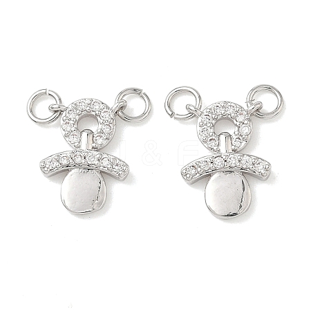 Brass Micro Pave Clear Cubic Zirconia Charms KK-P342-10P-1