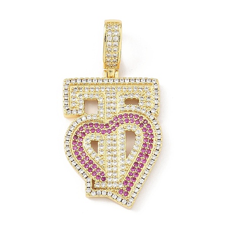 Brass Micro Pave Clear Cubic Zirconia Pendants KK-B141-04G-02-1