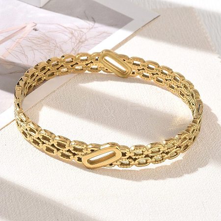 304 Stainless Steel Hollow Hinged Cuff Bangles SA-CBAB92B-07G-1