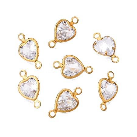 Brass Clear Cubic Zirconia Connector Charms KK-T070-10C-1