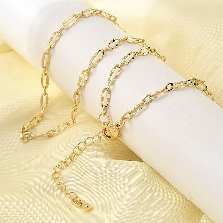 3MM Brass Textured Oval Link Chain Necklaces for Women Men NJEW-F355-01G-1