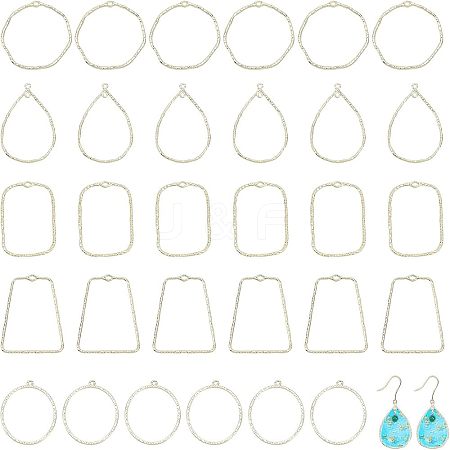 CHGCRAFT 30Pcs 5 Styles Alloy Open Back Bezel Pendants FIND-CA0006-15-1