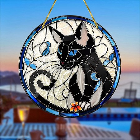 Cat Acrylic Window Hanging Ornaments PW-WG0BCCA-01-1