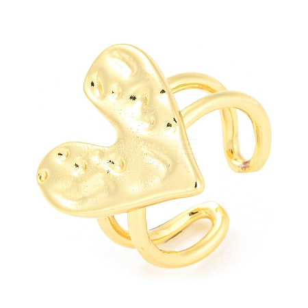 Brass Heart Open Cuff Rings RJEW-Q781-13G-1