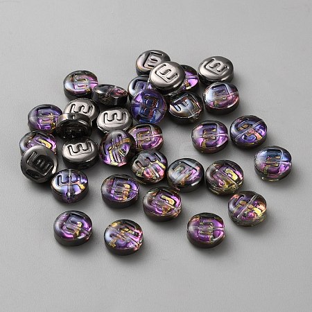 Transparent Electroplated UV Plating Glass Beads GLAA-TAC0024-12C-E-1