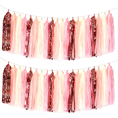 Aluminum Foil Tassels Hanging Garland Banner DIY-WH20011-29A-1