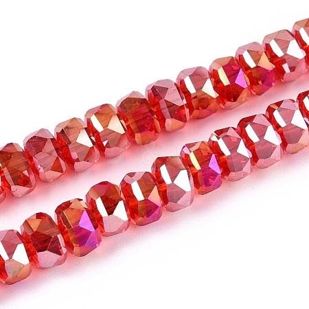 Electroplate Transparent Glass Beads Strands EGLA-N022-05B-C06-1