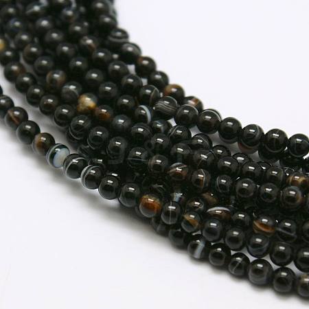 Natural Black Agate Bead Strands G-A130-3mm-K01-1
