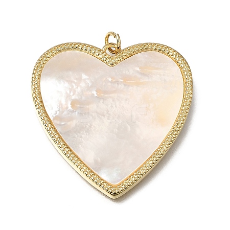 Natural Shell Brass Pendants KK-C262-11B-G-1