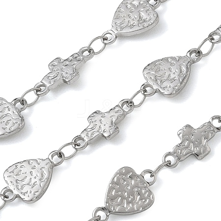 Hammered 304 Stainless Steel Triangle & Cross Link Chains SA-CBA21A8-01P-02-1
