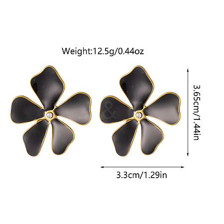 304 Stainless Steel Enamel Stud Earrings FS-WG1F046-06-1