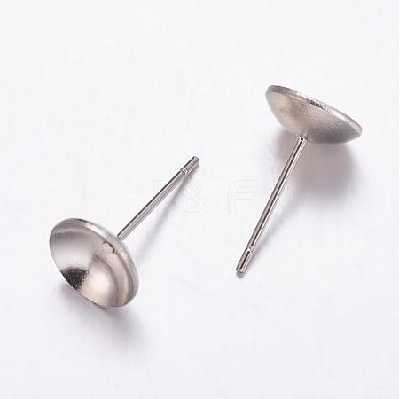 Tarnish Resistant 304 Stainless Steel Stud Earrings Findings STAS-K146-016-8mm-1