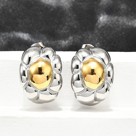 304 Stainless Steel Two-tone Stud Earrings for Women EJEW-R023-01GP-06-1