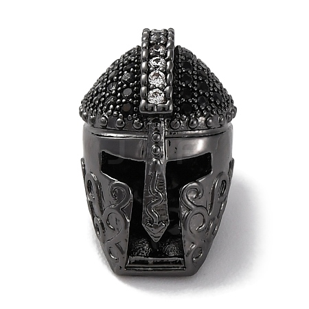 Helmet Shape Brass with Cubic Zirconia Beads KK-S406-15A-1