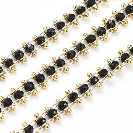 3.28 Feet Handmade Faceted Glass Beaded Chains X-CHC-G003-B03-1